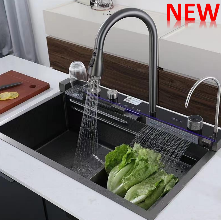 Nano Black Waterfall Sink + Cup Washer Water Filter TAP ST008